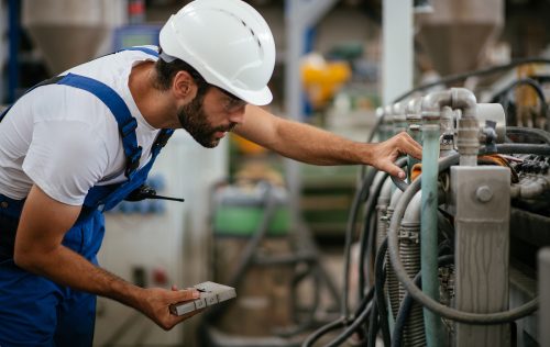 Engineer with walkie-talkie